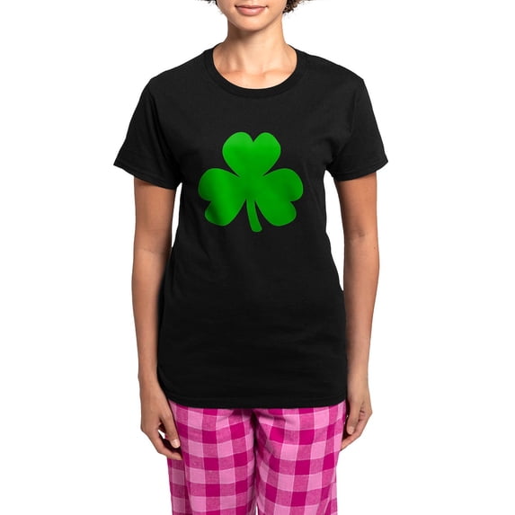 CafePress - Three Leaf Clover Women's Dark Pajamas - Women's Short Sleeve Print T-Shirt and Pants Dark Cotton Pajama Set
