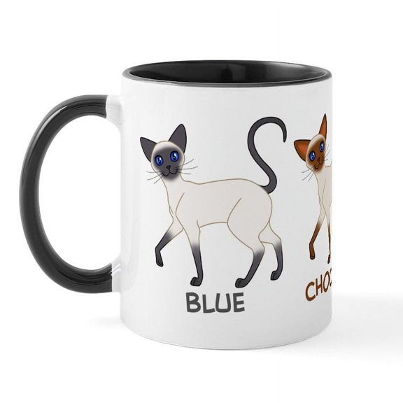 CafePress - Three Siamese Cats Mug - 11 oz Ceramic Mug - Novelty Coffee Tea Cup