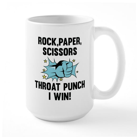 CafePress - Throat Punch I Win Large Mug - 15 oz Ceramic Large White Novelty Mug