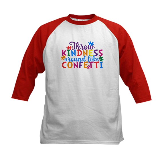 CafePress - Throw Kindness Around Like Confett Baseball Jersey - Kids Cotton Baseball Jersey, 3/4 Sleeve Shirt