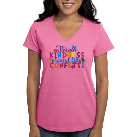 CafePress - Throw Kindness Around Like Confetti T Shirt - Women's V-Neck Dark T-Shirt