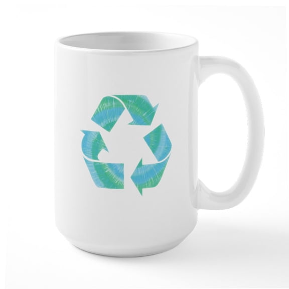 CafePress - Tie Dye Recycle Large Mug - 15 oz Ceramic Large White Novelty Mug