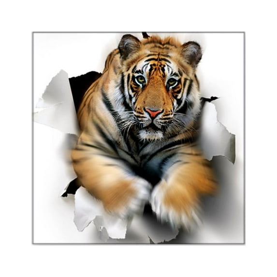 CafePress - Tiger, Artwork Square Sticker 3 X 3 - Square Sticker 3" x 3"