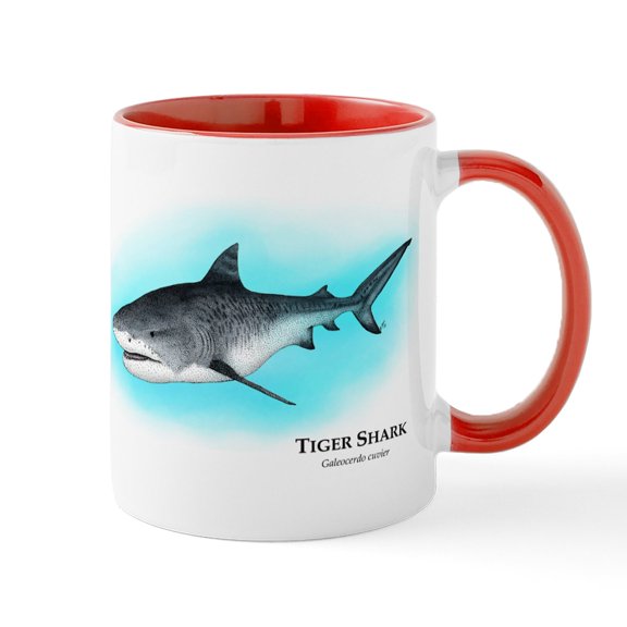 CafePress - Tiger Shark Mug - 11 oz Ceramic Mug - Novelty Coffee Tea Cup