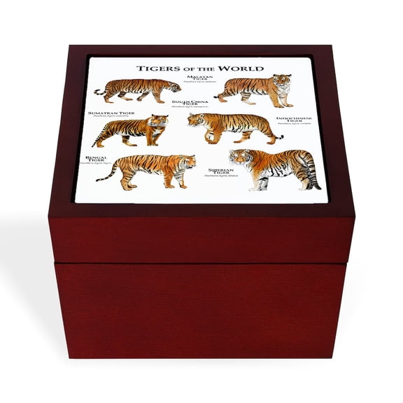 CafePress - Tigers Of The World - Keepsake Box, Finished Hardwood Jewelry Box, Velvet Lined Memento Box