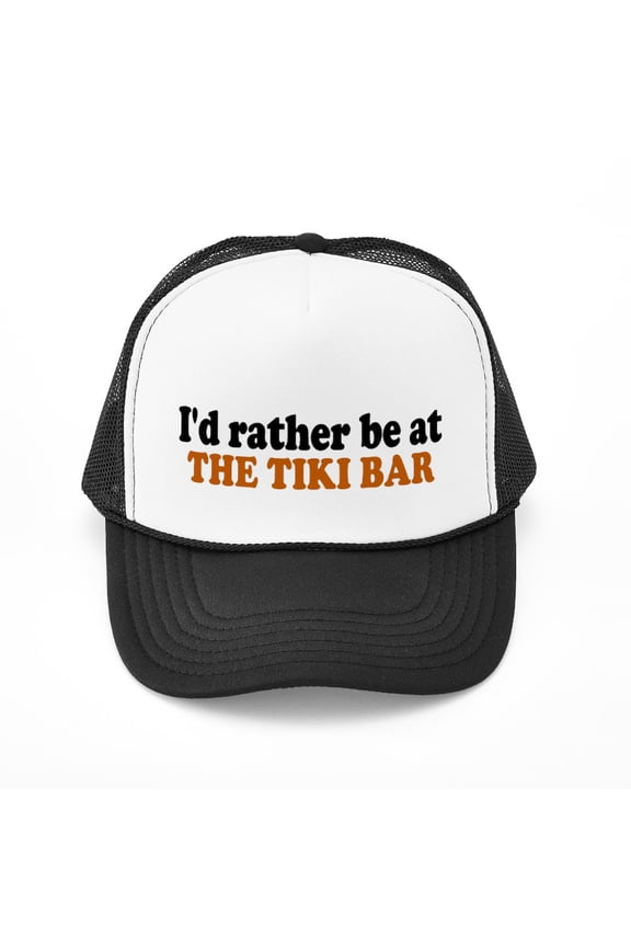 - Tiki Bar - Adjustable Unisex Printed Trucker Hat with Mesh Back
