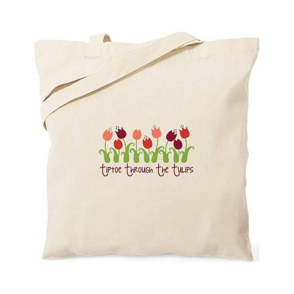 CafePress - Tiptoe Through The Tulips Tote Bag - Unisex Canvas Tote Bag, Beige, 1-Piece