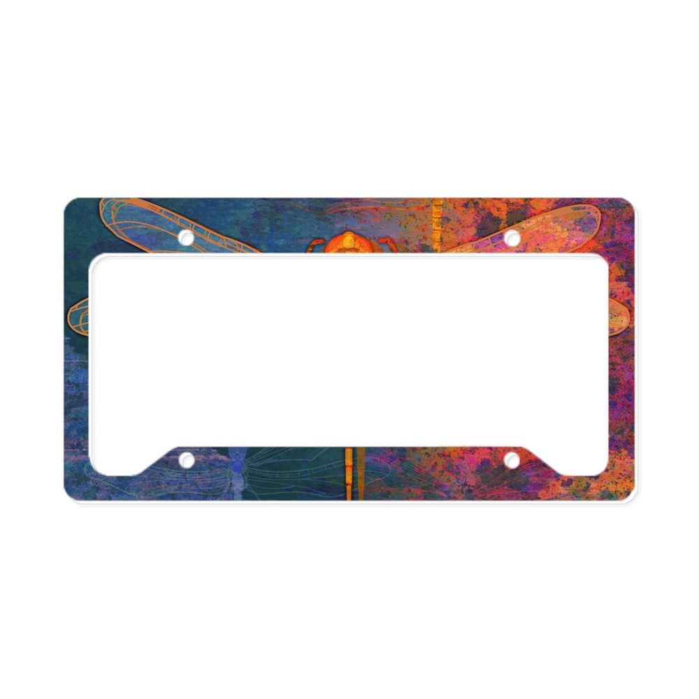 CafePress - Toiletryflamingdragonfly License Plate Holder - Aluminum License Plate Frame, License Tag Holder
