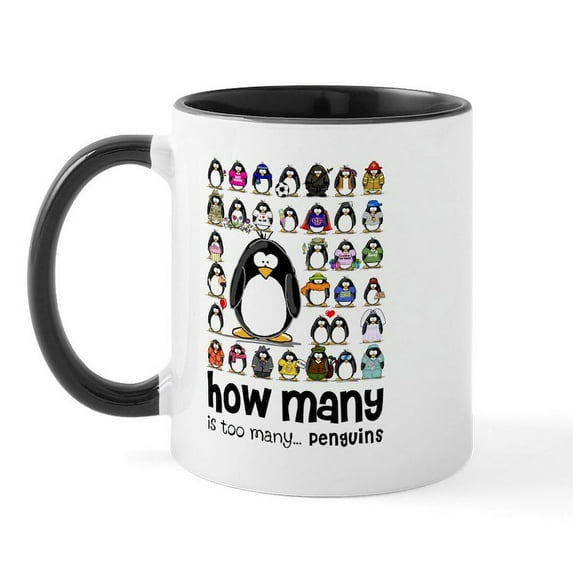 CafePress - Too Many Penguins Mug - 11 oz Ceramic Mug - Novelty Coffee Tea Cup