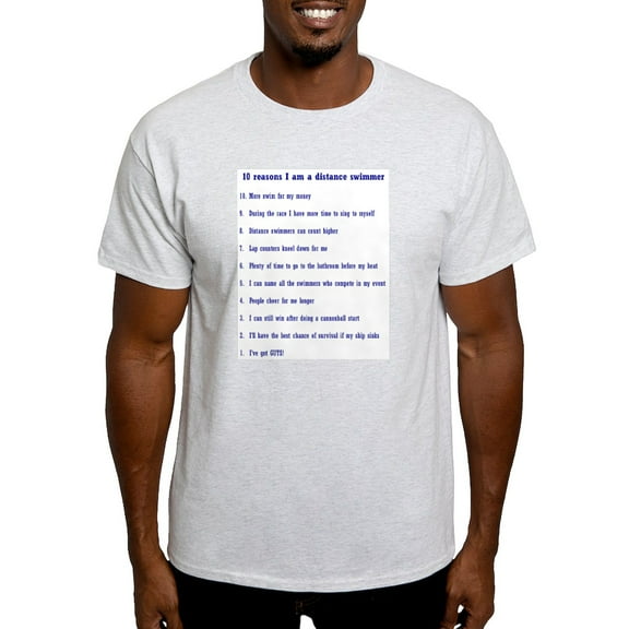 CafePress - Top Ten Reasons Distance Swim Ash Grey T Shirt - Men's Classic Graphic T-Shirt
