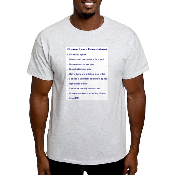CafePress - Top Ten Reasons Distance Swim Ash Grey T Shirt - Men's Classic Graphic T-Shirt