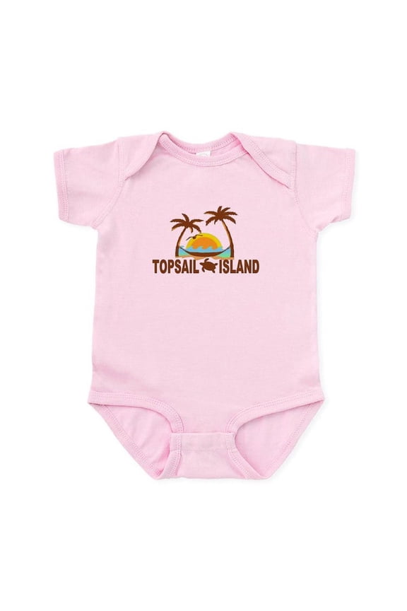 - Topsail Island NC Palm Trees Design Infant Bodys - Baby Light Bodysuit, Size Newborn - 24 Months