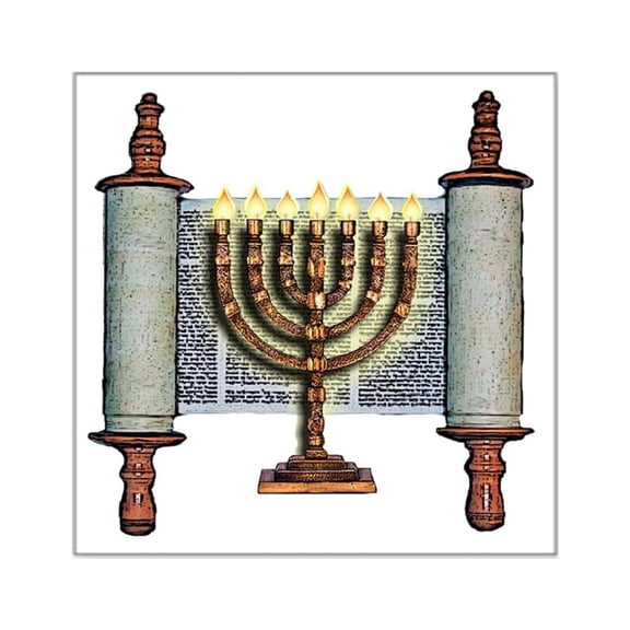 CafePress - Torah Menorah Square Sticker 3 X 3 - Square Sticker 3" x 3"