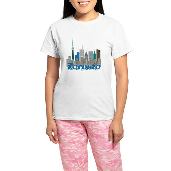 CafePress - Toronto Skyline Pajamas - Women's Short Sleeve Print T-Shirt and Pants Light Cotton Pajama Set