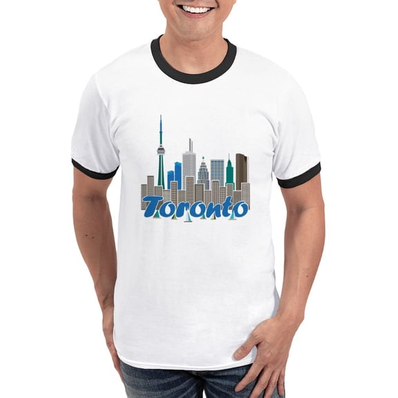 CafePress - Toronto Skyline T Shirt - 100% Cotton Ringed T-Shirt