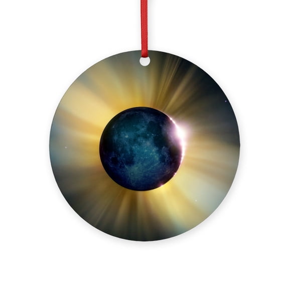 CafePress - Total Solar Eclipse - Round Wood Ornament 4"
