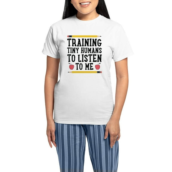 CafePress - Training Tiny Humans Pajamas - Women's Short Sleeve Print T-Shirt and Pants Light Cotton Pajama Set
