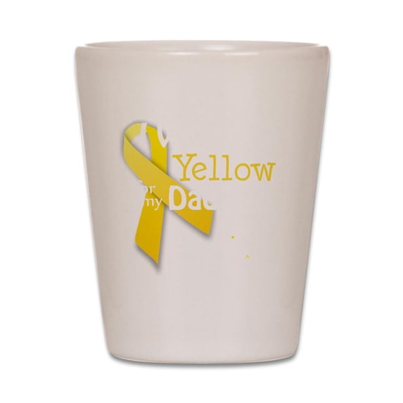 CafePress - Trans_I_Wear_Yellow_For_My_Daddy_Update - White Shot Glass, Unique and Funny Shot Glass