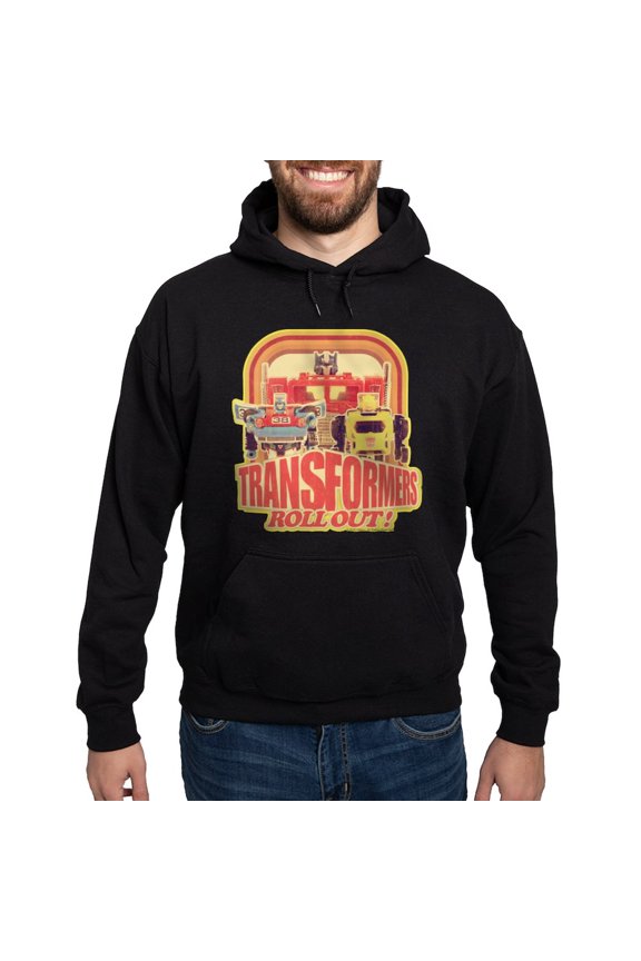 - Transformers Retro Roll Out Hoodie (Dark) - Pullover Hoodie, Classic, Comfortable Hooded Sweatshirt