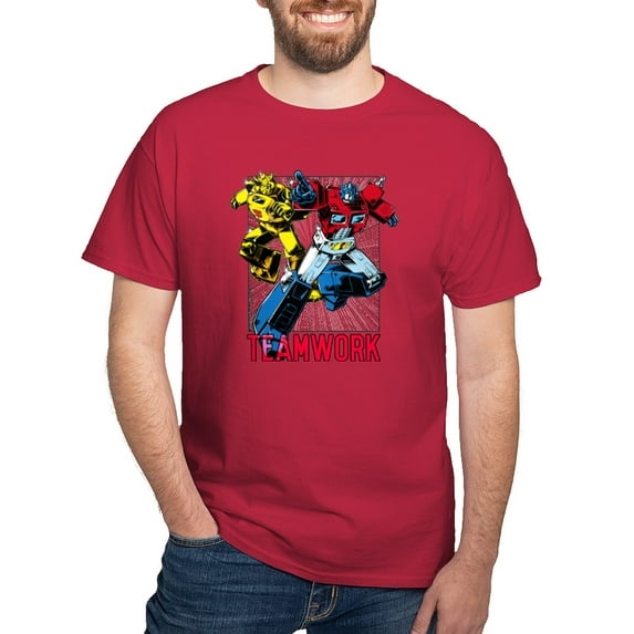 CafePress - Transformers Teamwork Dark T Shirt - Men's Classic Graphic Cotton T-Shirt