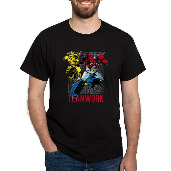 CafePress - Transformers Teamwork Dark T Shirt - Men's Classic Graphic Cotton T-Shirt