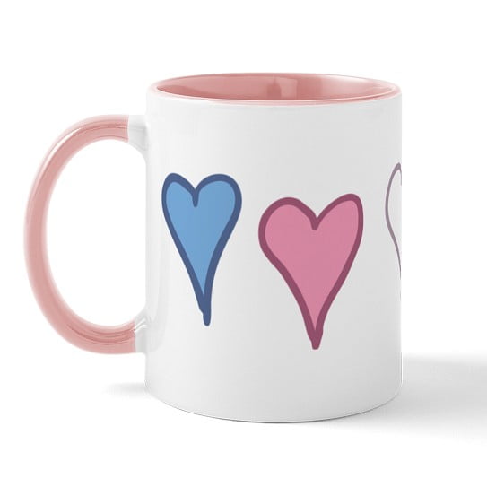CafePress - Transgender Pride Hearts Mugs - 11 oz Ceramic Mug - Novelty Coffee Tea Cup