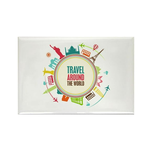 CafePress - Travel Around The World - Rectangle Magnet, 2"x3" Refrigerator Magnet