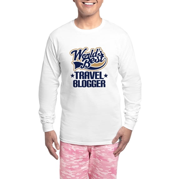 CafePress - Travel Blogger Wb - Men's Long Sleeve Light Pajama Set