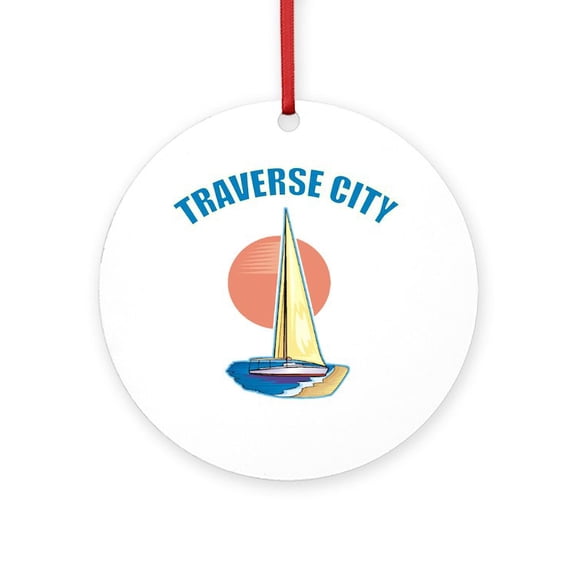 CafePress - Traverse City - Round Wood Ornament 4"
