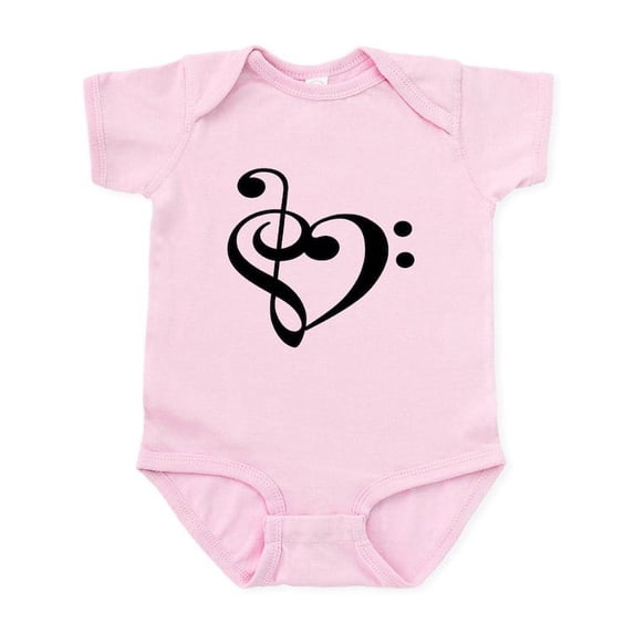 CafePress - Treble Bass Clef Heart Infant Bodysuit - Baby Light Bodysuit, Size Newborn - 24 Months