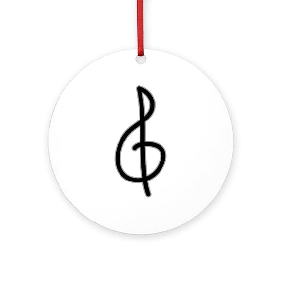 CafePress - Treble Clef - Round Wood Ornament 4"