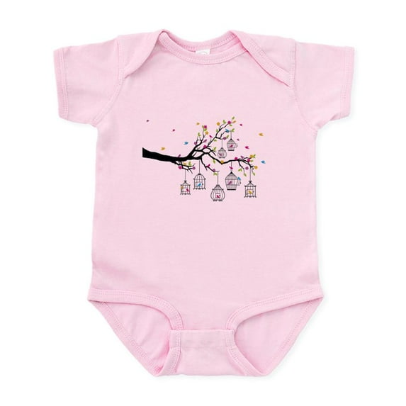 CafePress - Tree Branch With Birds And Birdcages Body Suit - Baby Light Bodysuit, Size Newborn - 24 Months