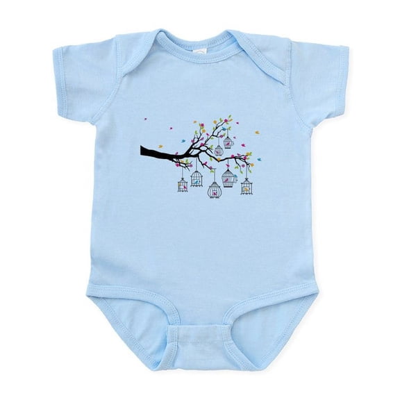 CafePress - Tree Branch With Birds And Birdcages Body Suit - Baby Light Bodysuit, Size Newborn - 24 Months