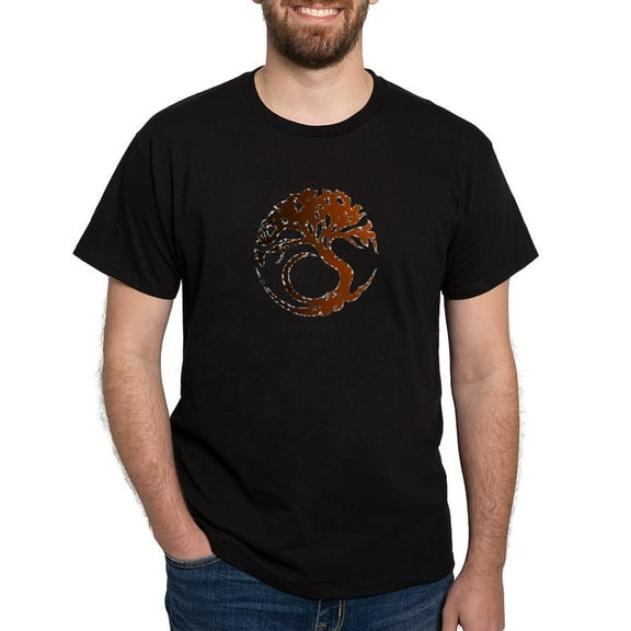 CafePress - Tree Circle Art 2 Black T Shirt - Men's Classic Graphic Cotton T-Shirt