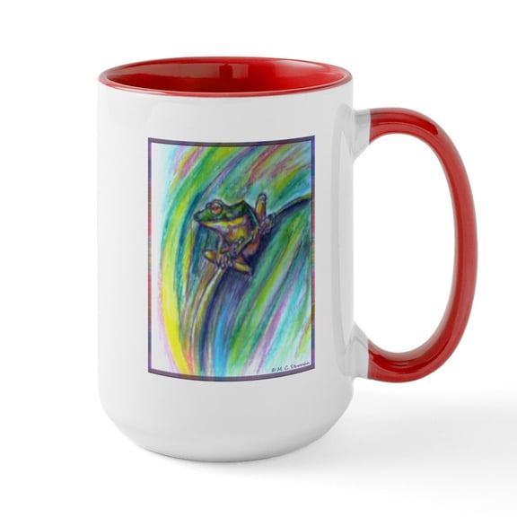 CafePress - Tree Frog! Wildlife Art! Large Mug - 15 oz Ceramic Large White Novelty Mug