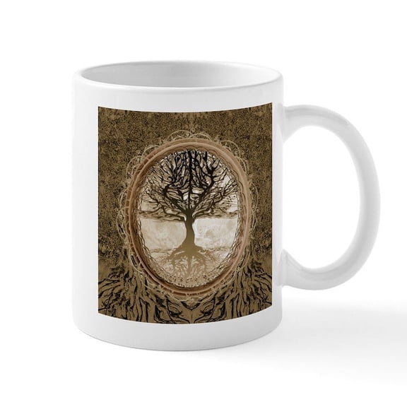 CafePress - Tree Of Life In Brown Mugs - 11 oz Ceramic Mug - Novelty Coffee Tea Cup