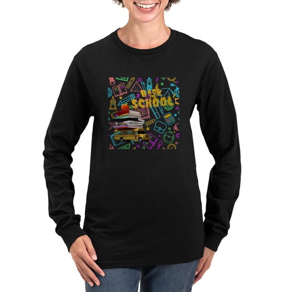 CafePress - Trendy Back To School Tee Women's Long Sleeve T Shirt - Women's Long Sleeve Graphic Tee Casual Fit