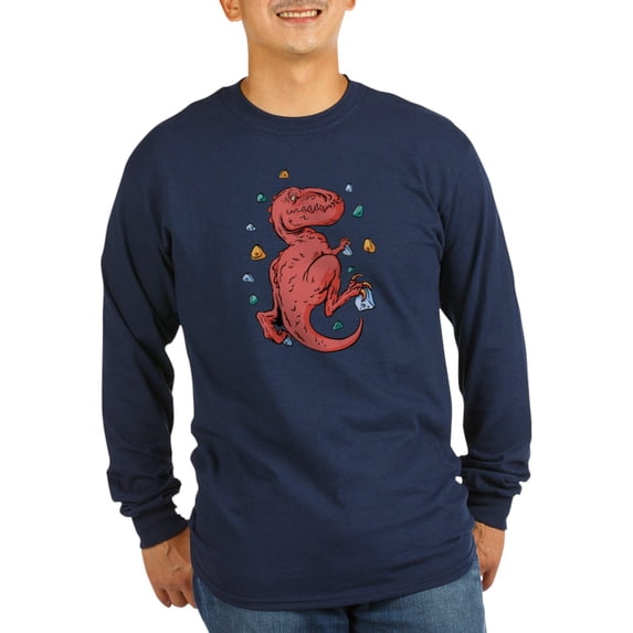 CafePress - Trex Indoor Rock Climbing Long Sleeve T Shirt - Long Sleeve Dark T-Shirt