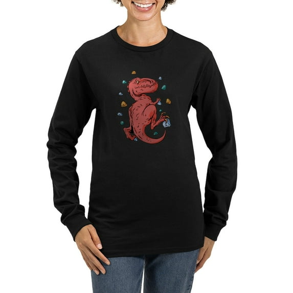 CafePress - Trex Indoor Rock Climbing Long Sleeve T Shirt - Women's Long Sleeve Graphic Tee Casual Fit