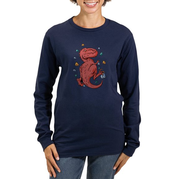 CafePress - Trex Indoor Rock Climbing Long Sleeve T Shirt - Women's Long Sleeve Graphic Tee Casual Fit