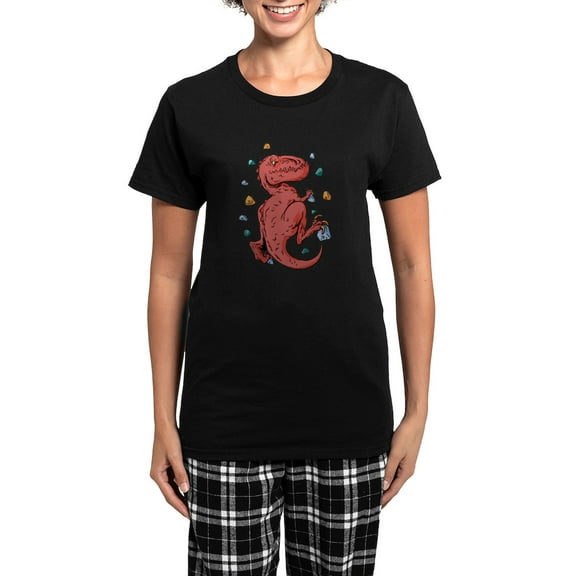CafePress - Trex Indoor Rock Climbing Pajamas - Women's Short Sleeve Print T-Shirt and Pants Dark Cotton Pajama Set