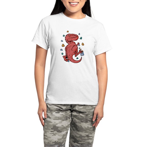 CafePress - Trex Indoor Rock Climbing Pajamas - Women's Short Sleeve Print T-Shirt and Pants Light Cotton Pajama Set