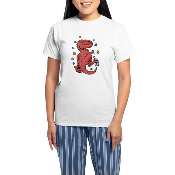 CafePress - Trex Indoor Rock Climbing Pajamas - Women's Short Sleeve Print T-Shirt and Pants Light Cotton Pajama Set