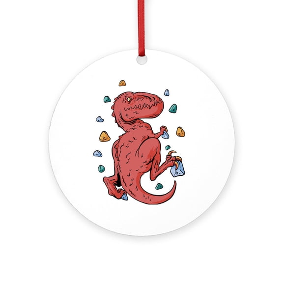 CafePress - Trex Indoor Rock Climbing -  Round Wood Ornament 4"