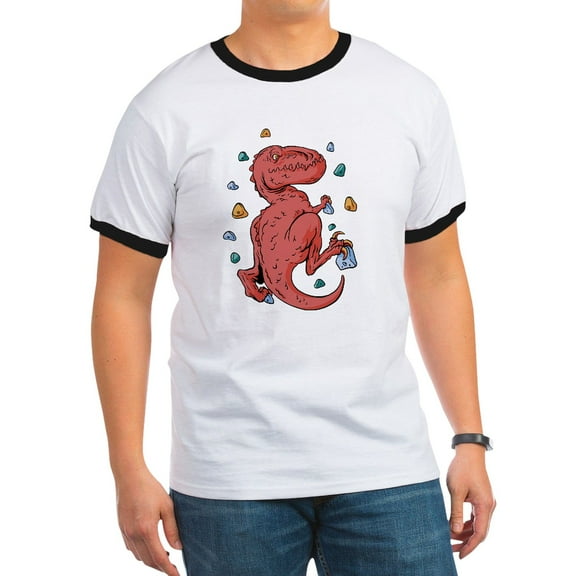CafePress - Trex Indoor Rock Climbing T Shirt - 100% Cotton Ringed T-Shirt