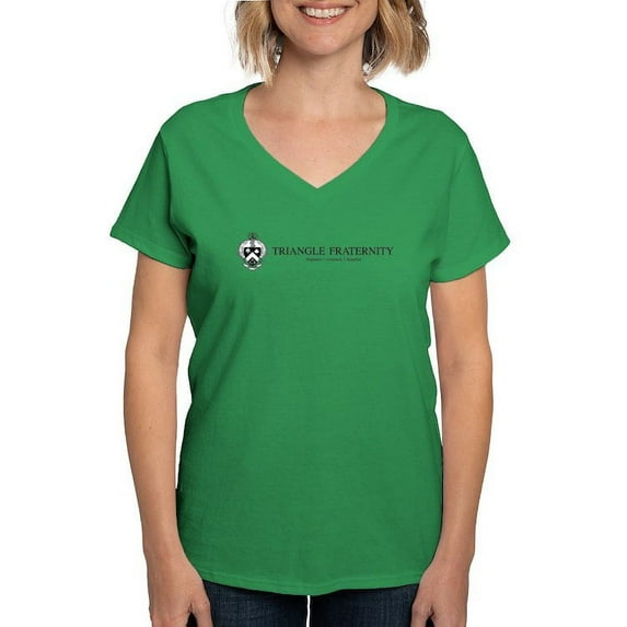 CafePress - Triangle Coat Of Arms Wordmark T Shirt - Women's V-Neck Dark T-Shirt