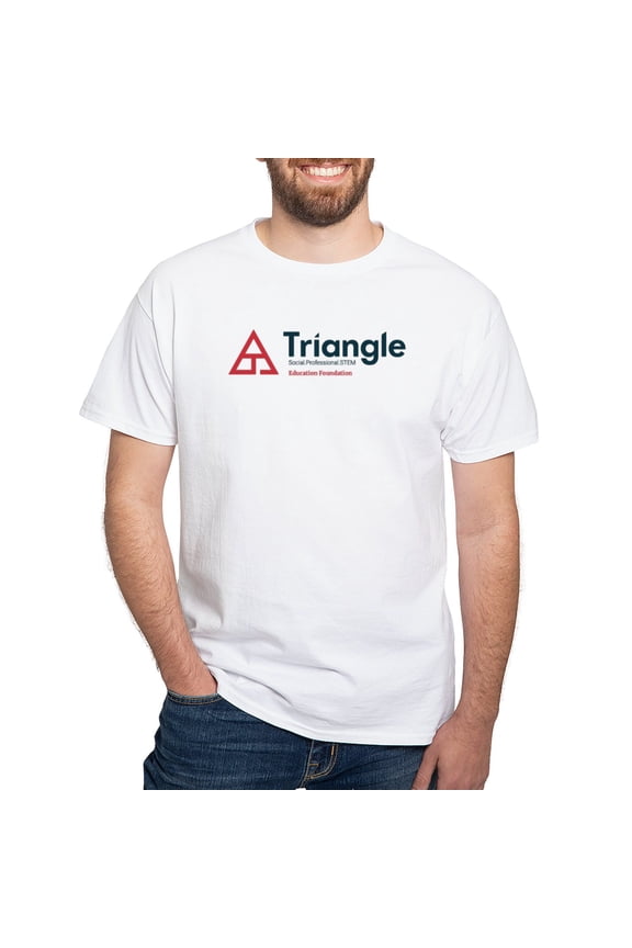 - Triangle Education Foundation Tagline T Shirt - Men's White Classic Cotton T-Shirts