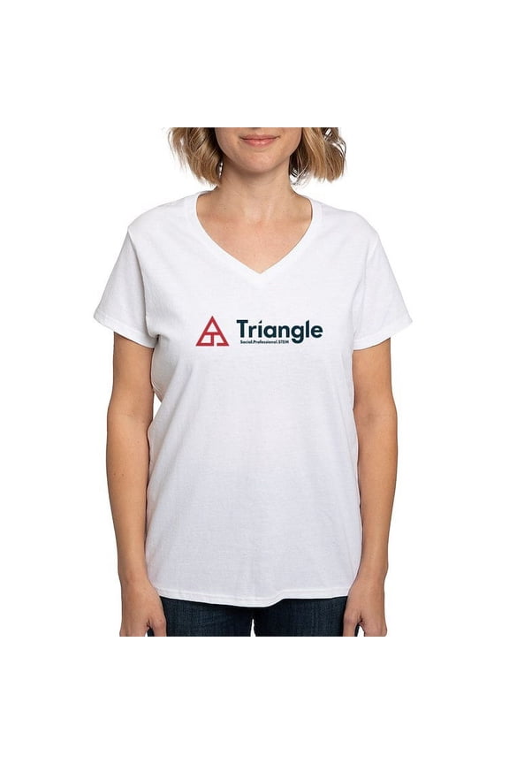 - Triangle Tagline Horizontal T Shirt - Womens Cotton V-Neck T-shirt