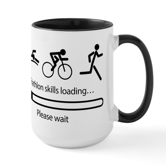CafePress - Triathlon Skills Loading. - 15 oz Ceramic Large White Novelty Mug