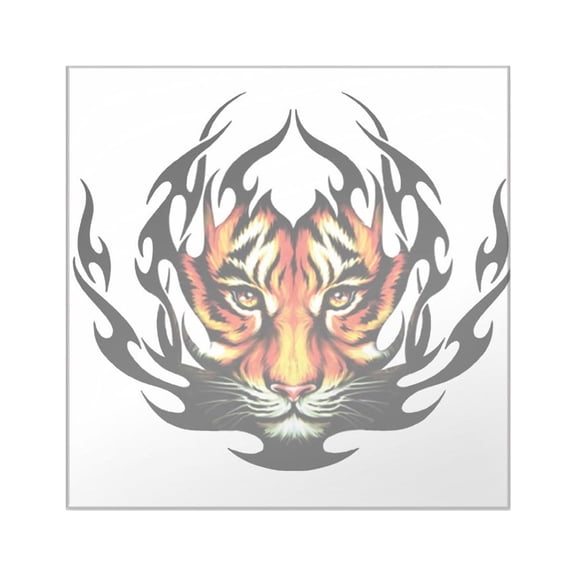 CafePress - Tribal Flame Tiger Square Sticker 3 X 3 - Square Sticker 3" x 3"